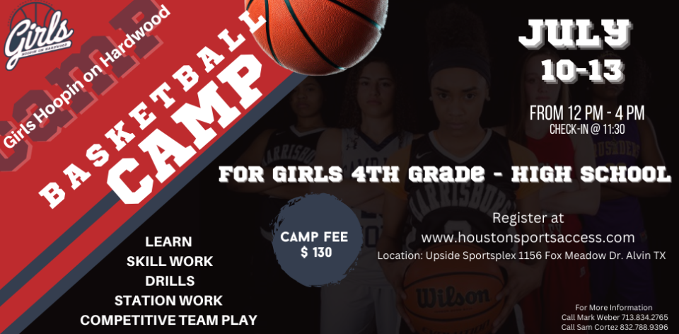 Girls Hoopin on Hardwood Basketball Camp flyer